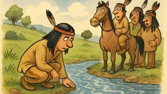 Vtip: Mladý Indián čupí pri rieke...