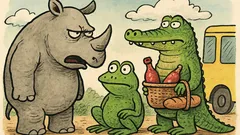 Vtip: Nosorožec, žaba a krokodíl sa nudia...