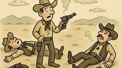 Vtip: Traja kovboji súťažia v streľbe...