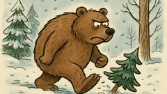 Vtip: Ide naštvaný medveď zimným lesom...