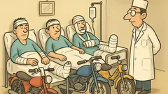 Vtip: V nemocnici ležia traja motorkári...