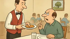 Vtip: Čašník nesie jedlo zákazníkovi...