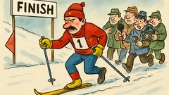 Vtip: Ruský lyžiar prefrčí cieľovou rovinkou