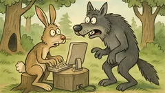 Vtip: Zajac píše diplomovku o vlkoch...