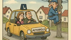 Vtip: Mladá adeptka vodičského kurzu uvidí elektrikára...