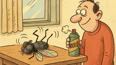 Vtip: Leží mucha na stole a trepe nohami