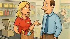 Vtip: Pekná blond pokladníčka v supermarkete...