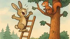 Vtip: Zajačik sa vyšplhá na rebrík…