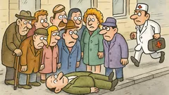 Vtip: Na ulici spadol muž...