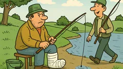 Vtip: Na brehu rieky sedí rybár...